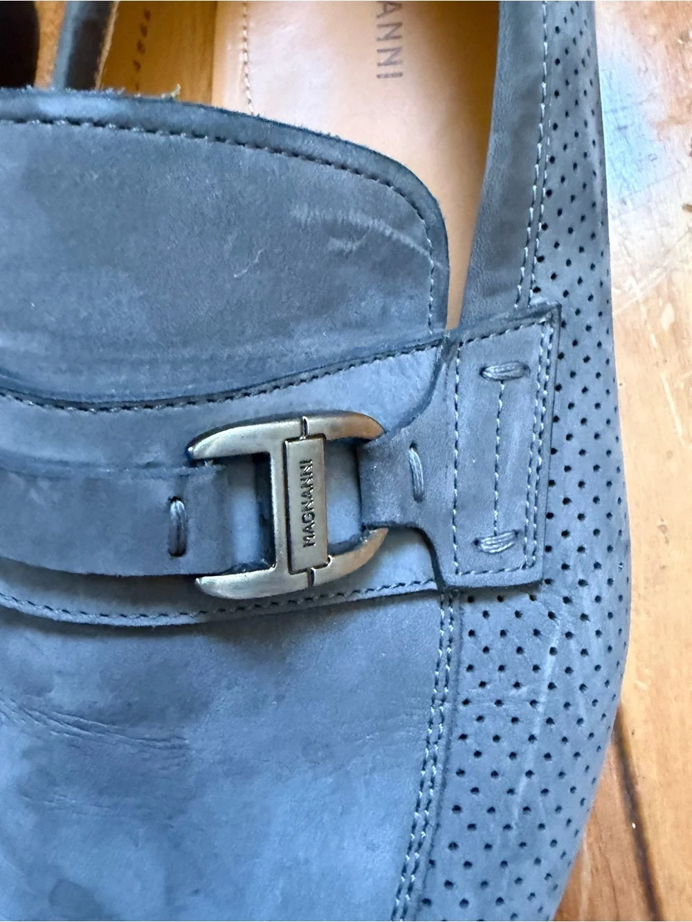 Magnanni Gray Suede Bit Loafers